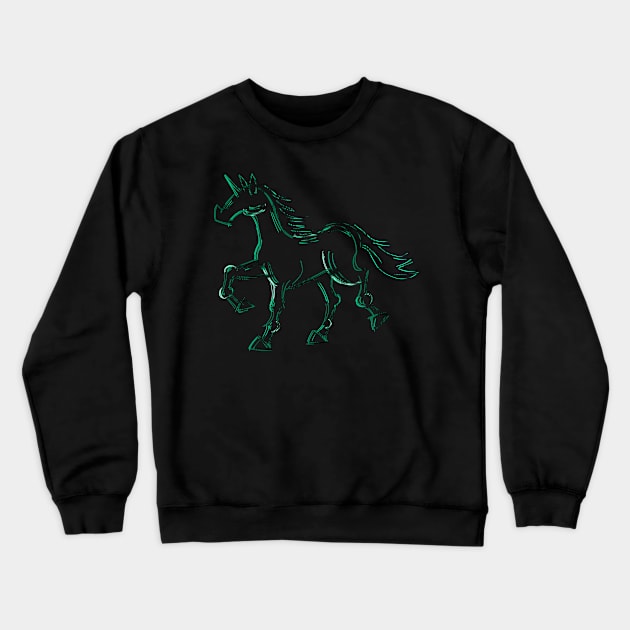 Aqua Line Unicorn Crewneck Sweatshirt by Thatssounicorny